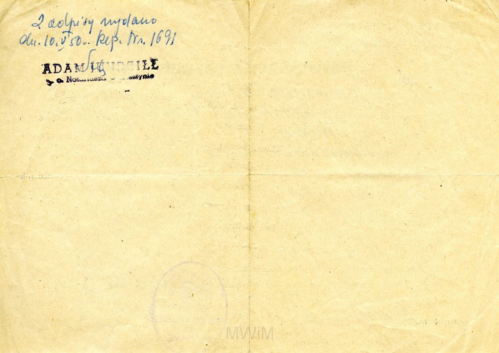 KKE 4603a.jpg - Dok. Rewers. Poświadczenie obywatelskie dla Jadwigi Jarzynowskiej (z domu Siemaszko), Olsztyn, 24 IV 1950 r.